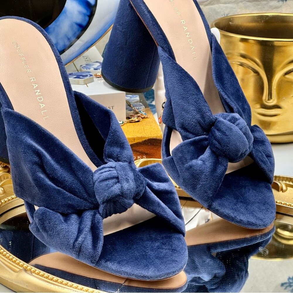 🆕 LOEFFLER RANDALL 🧿 NWOB Coco Knotted Velvet Block Heel Mules, Blue, Sz 7 - Picture 15 of 15